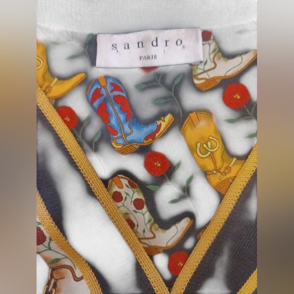 Sandro Black Asymmetrical Longsleeve Pleated Midi Dress, with Cowboy Boots EUC - Picture 9 of 9